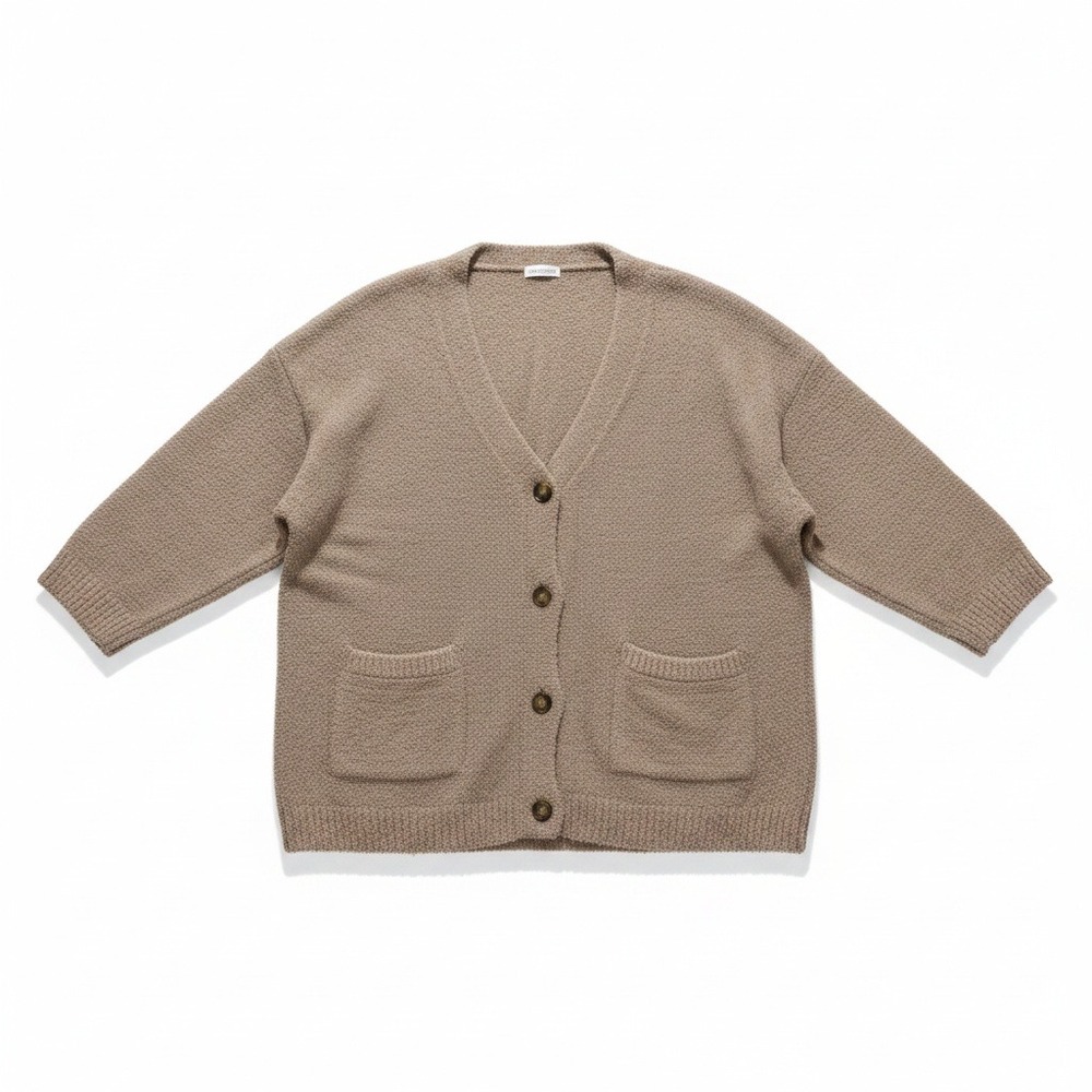Joyspun Womens 2X Taupe Cardigan Sweater Cozy Casual Plus Size Boho Pocket NEW